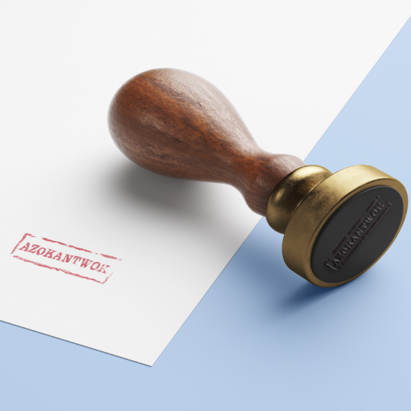 een afbeelding van een stempel met de naam Azokantwok